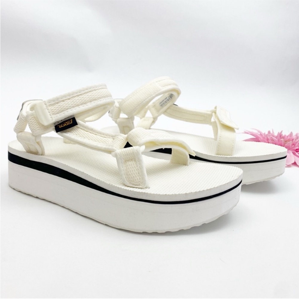 Teva Universal Mesh Flatform Platform Sandals: Bright White Ivory